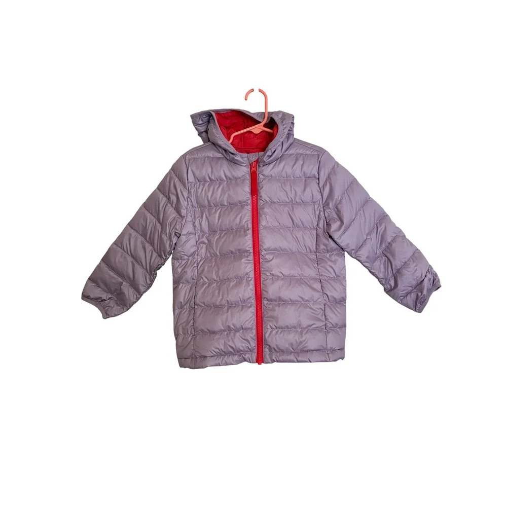 Quince Kids Lightweight Down Hooded Puffer Jacket Lavender Mist 5T LB114803 NWT